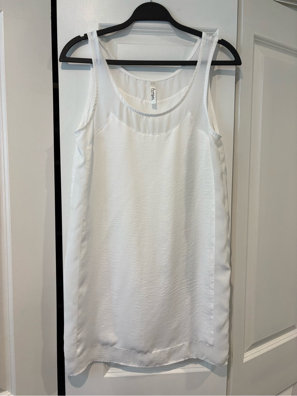 Vintage White Sleeveless Mini Dress with Sheer